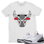 Jordan 3 White Cement Sneaker Match Tees AJ3 Bull Head Sneaker Tees Jordan 3 White Cement Sneaker Release Tees Unisex Shirts