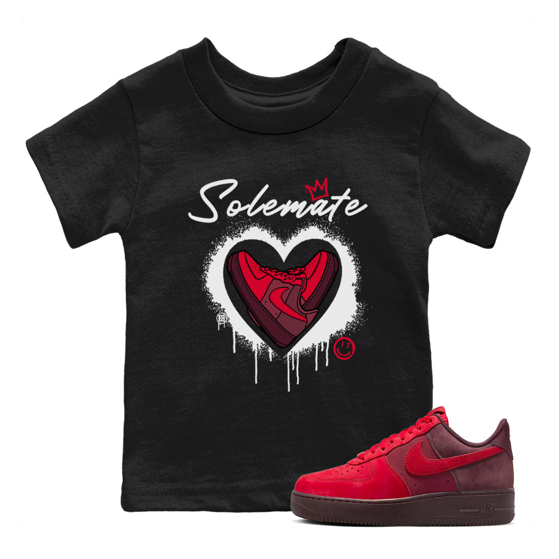 Solemate Valentine's Day sneaker match tees to Air Force 1 Layers Of Love street fashion brand for shirts to match Jordans SNRT Sneaker Tees Air Force 1 Layers Of Love unisex t-shirt Black 1 youth shirt
