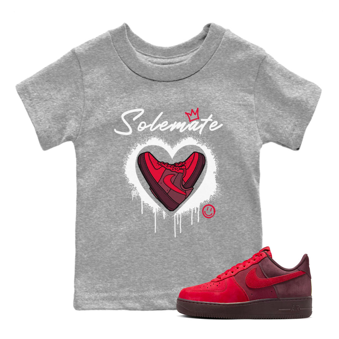 Solemate Valentine's Day sneaker match tees to Air Force 1 Layers Of Love street fashion brand for shirts to match Jordans SNRT Sneaker Tees Air Force 1 Layers Of Love unisex t-shirt Heather Grey 1 youth shirt