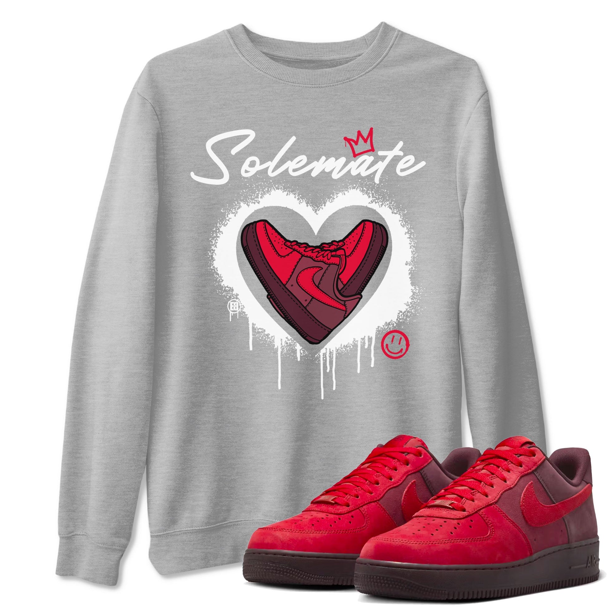 Solemate Valentine's Day sneaker match tees to Air Force 1 Layers Of Love street fashion brand for shirts to match Jordans SNRT Sneaker Tees Air Force 1 Layers Of Love unisex t-shirt Heather Grey 1 unisex shirt