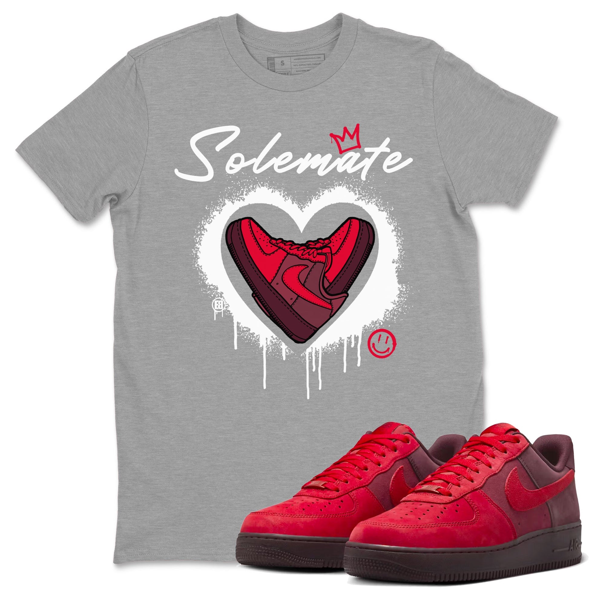 Solemate Valentine's Day sneaker match tees to Air Force 1 Layers Of Love street fashion brand for shirts to match Jordans SNRT Sneaker Tees Air Force 1 Layers Of Love unisex t-shirt Heather Grey 1 unisex shirt