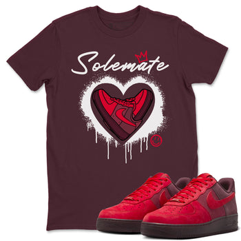 Solemate Valentine's Day sneaker match tees to Air Force 1 Layers Of Love street fashion brand for shirts to match Jordans SNRT Sneaker Tees Air Force 1 Layers Of Love unisex t-shirt Maroon 1 unisex shirt
