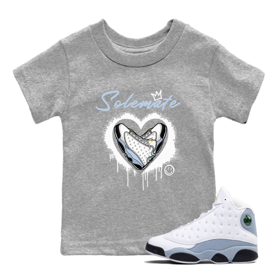 13s Blue Grey shirt to match jordans Solemate sneaker tees Air Jordan 13 Retro Blue Grey SNRT sneaker release tees baby toddler Heather Grey 1 cotton Shirt