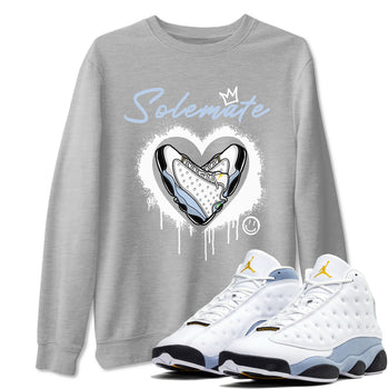 13s Blue Grey shirt to match jordans Solemate sneaker tees Air Jordan 13 Retro Blue Grey SNRT Sneaker Release Tees unisex cotton Heather Grey 1 crew neck shirt