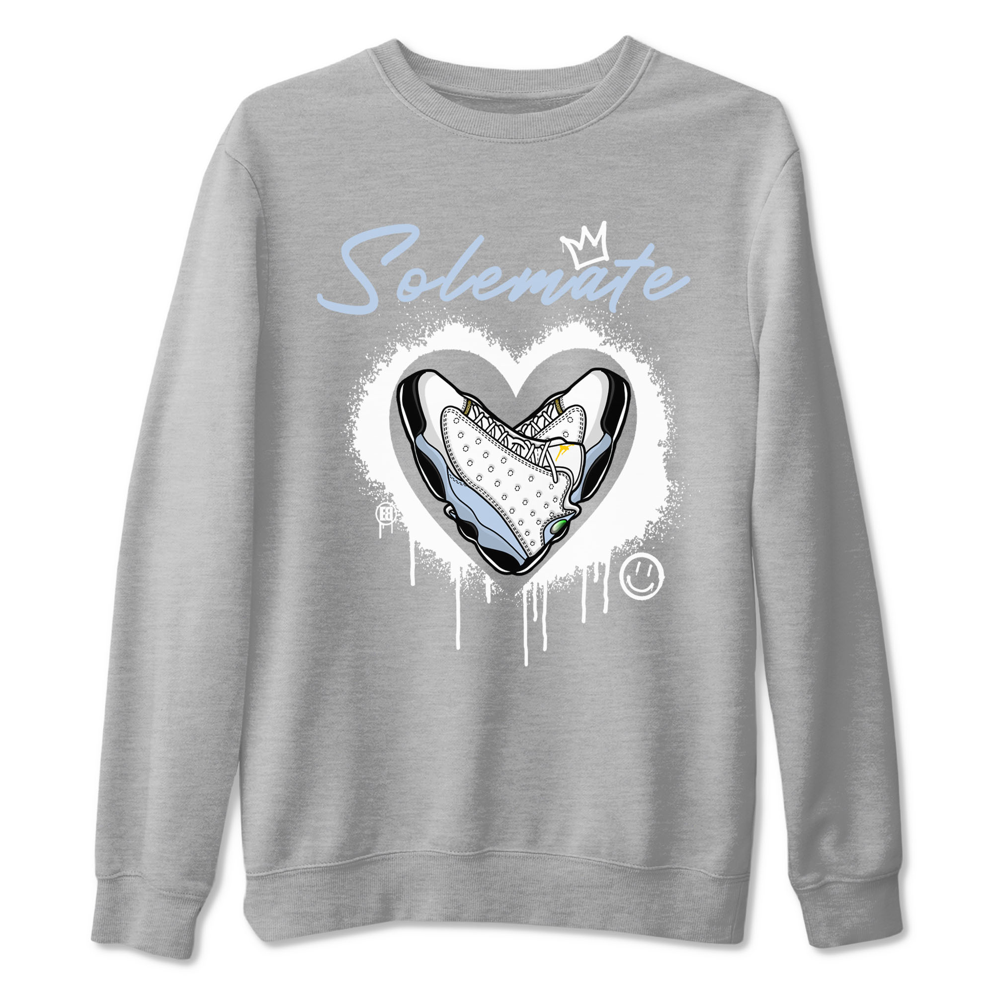 13s Blue Grey shirt to match jordans Solemate sneaker tees Air Jordan 13 Retro Blue Grey SNRT Sneaker Release Tees unisex cotton Heather Grey 2 crew neck shirt
