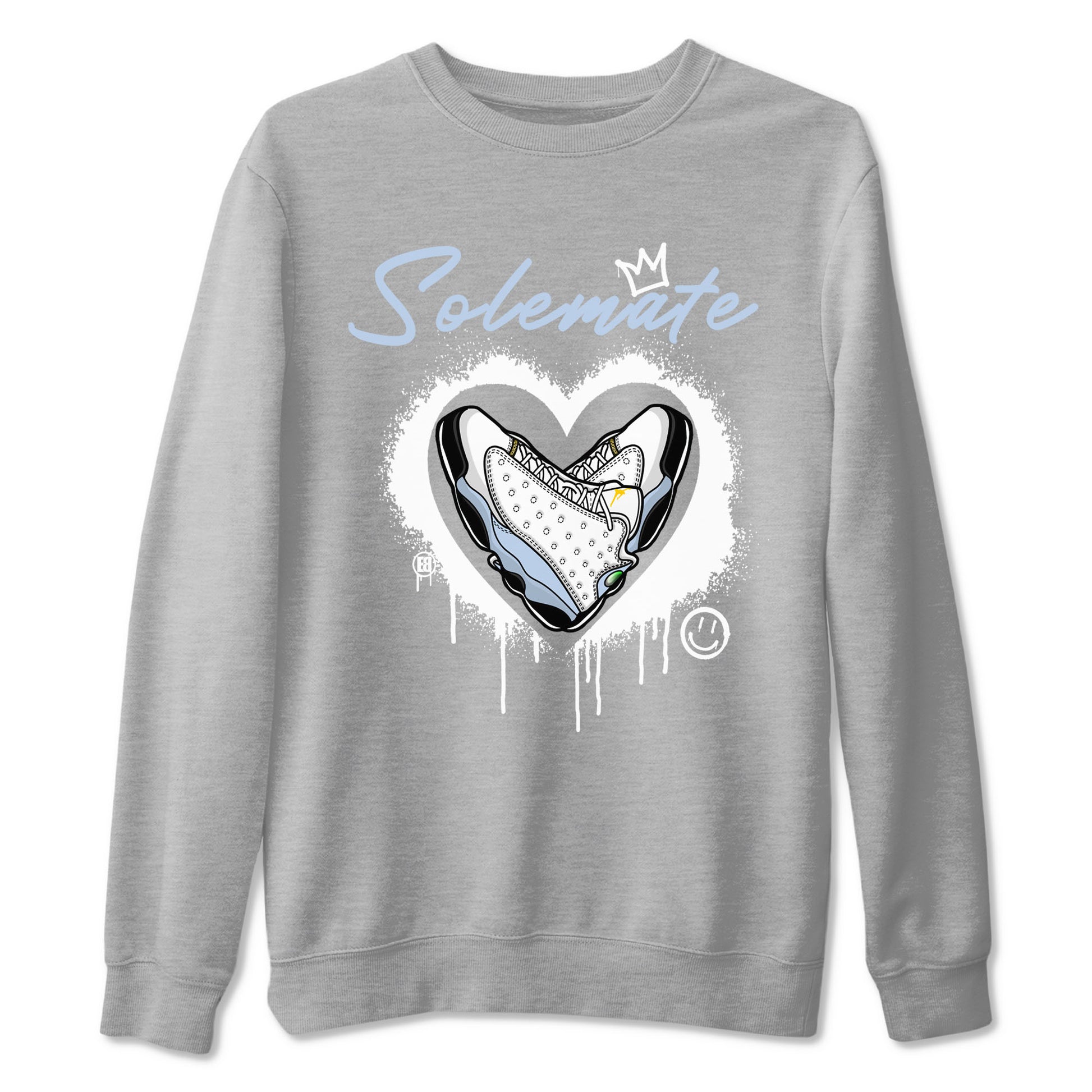 13s Blue Grey shirt to match jordans Solemate sneaker tees Air Jordan 13 Retro Blue Grey SNRT Sneaker Release Tees unisex cotton Heather Grey 2 crew neck shirt