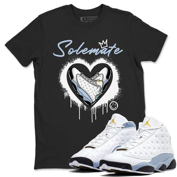 13s Blue Grey shirt to match jordans Solemate sneaker tees Air Jordan 13 Retro Blue Grey SNRT Sneaker Release Tees unisex cotton Black 1 crew neck shirt