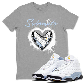 13s Blue Grey shirt to match jordans Solemate sneaker tees Air Jordan 13 Retro Blue Grey SNRT Sneaker Release Tees unisex cotton Heather Grey 1 crew neck shirt