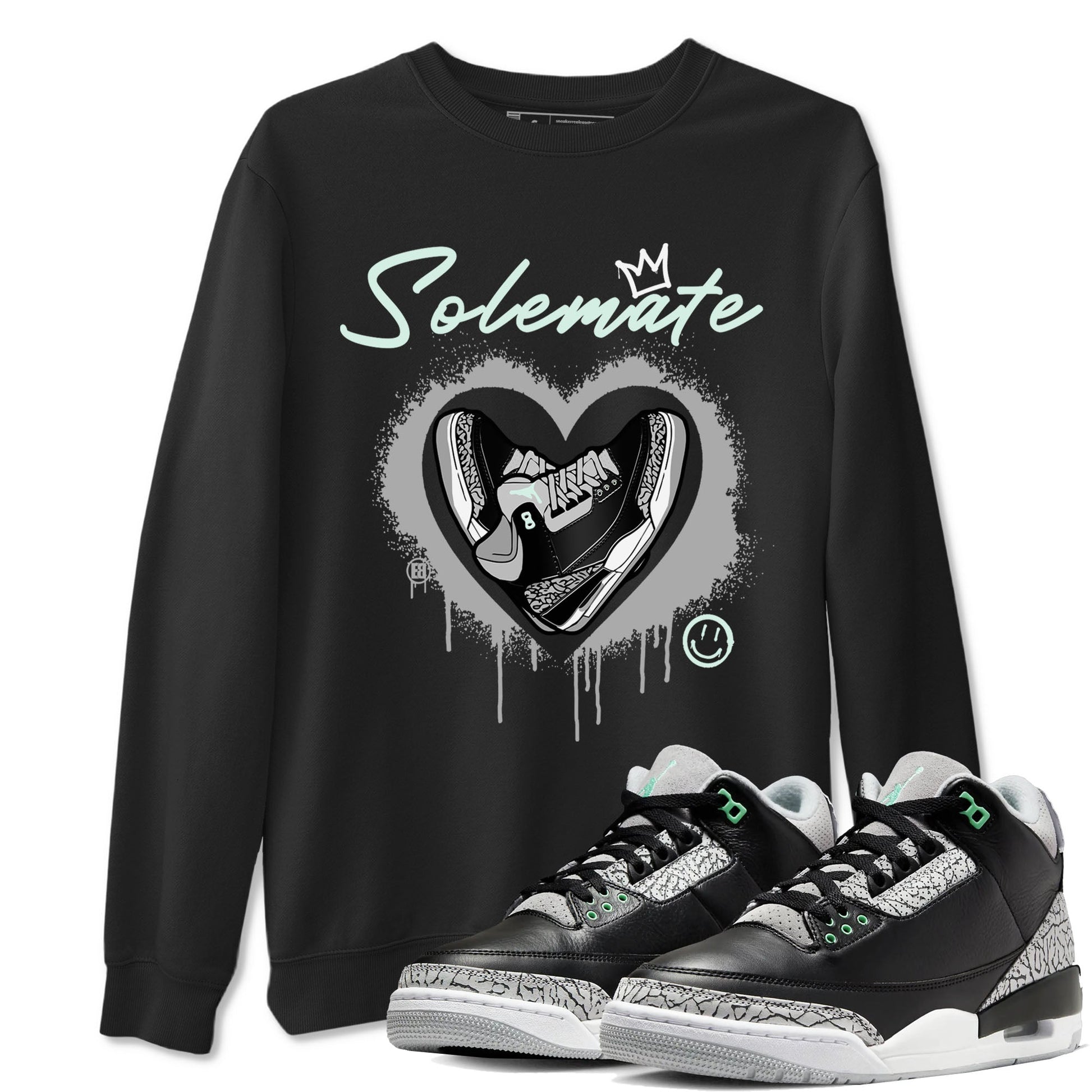 3s Green Glow shirt to match jordans Solemate sneaker tees Air Jordan 3 Retro Green Glow SNRT Sneaker Release Tees unisex cotton Black 1 crew neck shirt