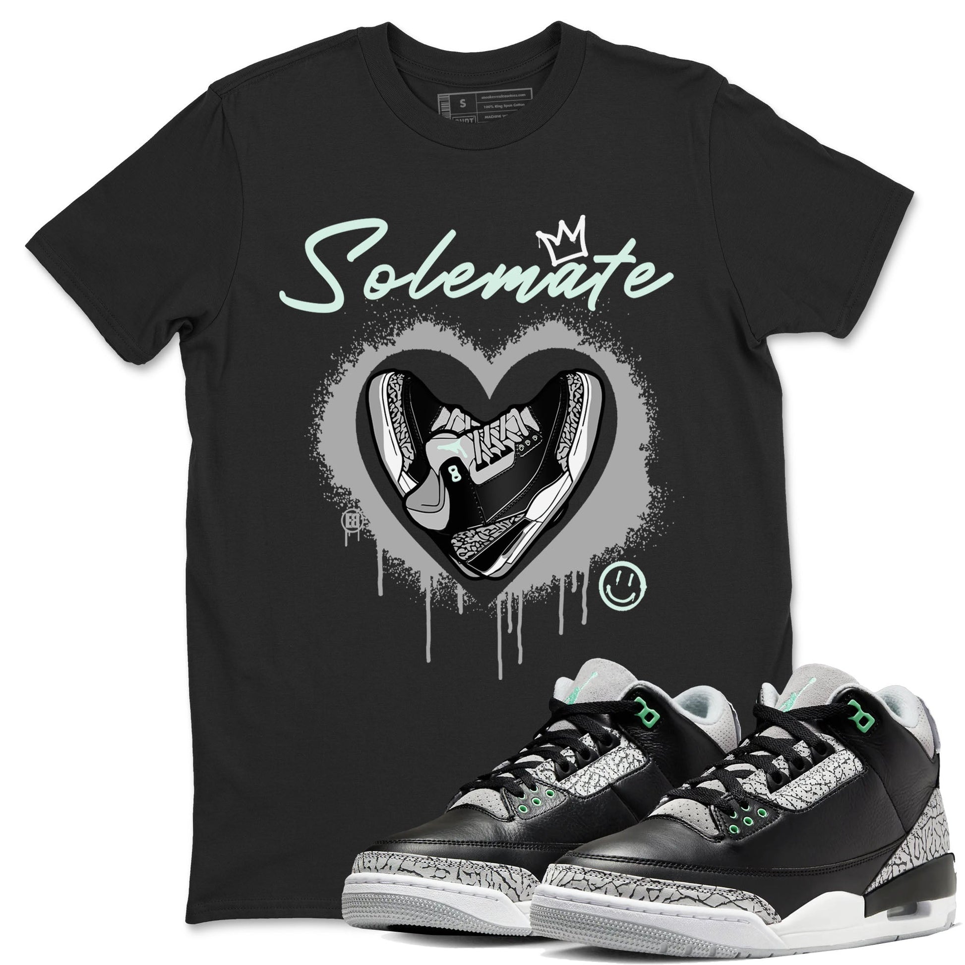 3s Green Glow shirt to match jordans Solemate sneaker tees Air Jordan 3 Retro Green Glow SNRT Sneaker Release Tees unisex cotton Black 1 crew neck shirt