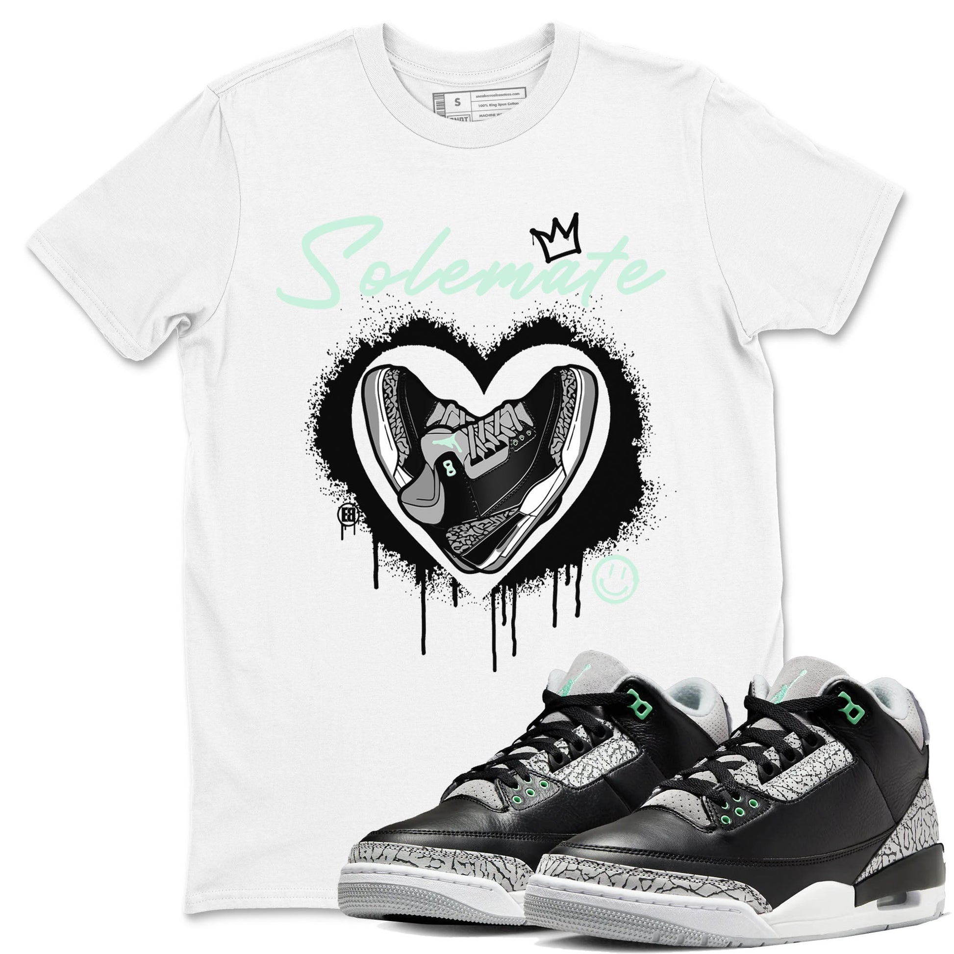 3s Green Glow shirt to match jordans Solemate sneaker tees Air Jordan 3 Retro Green Glow SNRT Sneaker Release Tees unisex cotton White 1 crew neck shirt