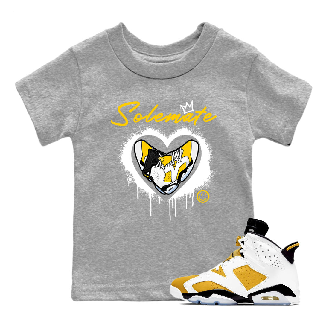 Solemate sneaker match tees to 6s Yellow Ochre street fashion brand for shirts to match Jordans SNRT Sneaker Tees Air Jordan 6 Yellow Ochre unisex t-shirt Heather Grey 1 youth shirt