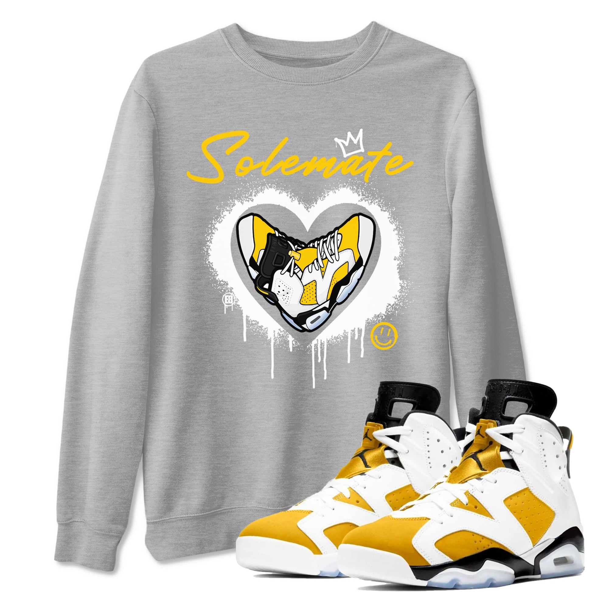 Solemate sneaker match tees to 6s Yellow Ochre street fashion brand for shirts to match Jordans SNRT Sneaker Tees Air Jordan 6 Yellow Ochre unisex t-shirt Heather Grey 1 unisex shirt