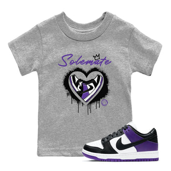 Solemate sneaker match tees to Court Purple Dunks street fashion brand for shirts to match Jordans SNRT Sneaker Tees Dunk Low Court Purple unisex t-shirt Heather Grey 1 youth shirt