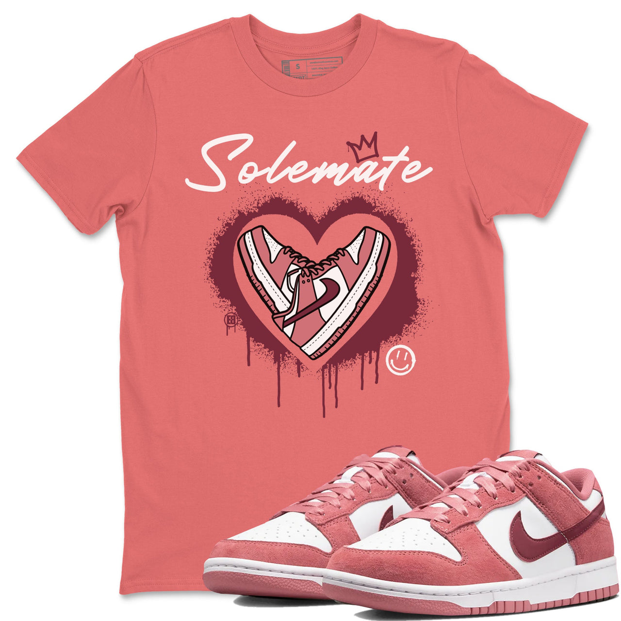 Solemate sneaker match tees to Dunk Valentine's Day street fashion brand for shirts to match Jordans SNRT Sneaker Tees Dunk Valentine's Day unisex t-shirt Coral 1 unisex shirt