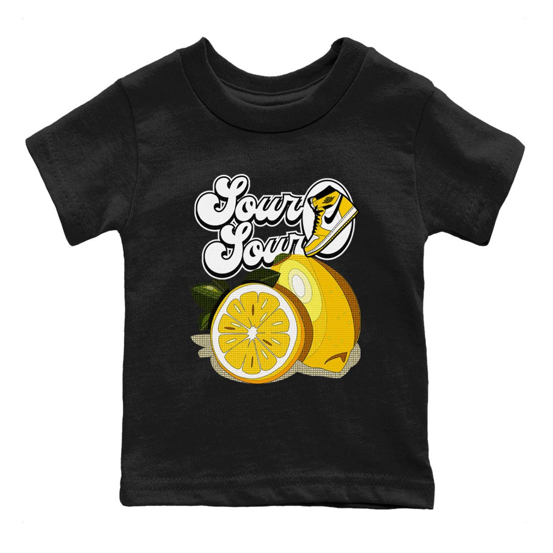 1s Yellow Ochre shirt to match jordans Sour And Sour sneaker tees streetwear brand Air Jordan 1 High OG Yellow Ochre SNRT sneaker release tees baby toddler Black 2 cotton Shirt