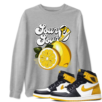 1s Yellow Ochre shirt to match jordans Sour And Sour sneaker tees streetwear brand Air Jordan 1 High OG Yellow Ochre SNRT Sneaker Release Tees unisex cotton Heather Grey 1 crew neck shirt
