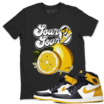 1s Yellow Ochre shirt to match jordans Sour And Sour sneaker tees streetwear brand Air Jordan 1 High OG Yellow Ochre SNRT Sneaker Release Tees unisex cotton Black 1 crew neck shirt