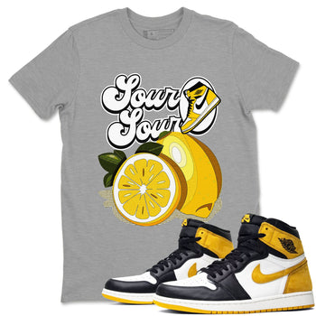 1s Yellow Ochre shirt to match jordans Sour And Sour sneaker tees streetwear brand Air Jordan 1 High OG Yellow Ochre SNRT Sneaker Release Tees unisex cotton Heather Grey 1 crew neck shirt