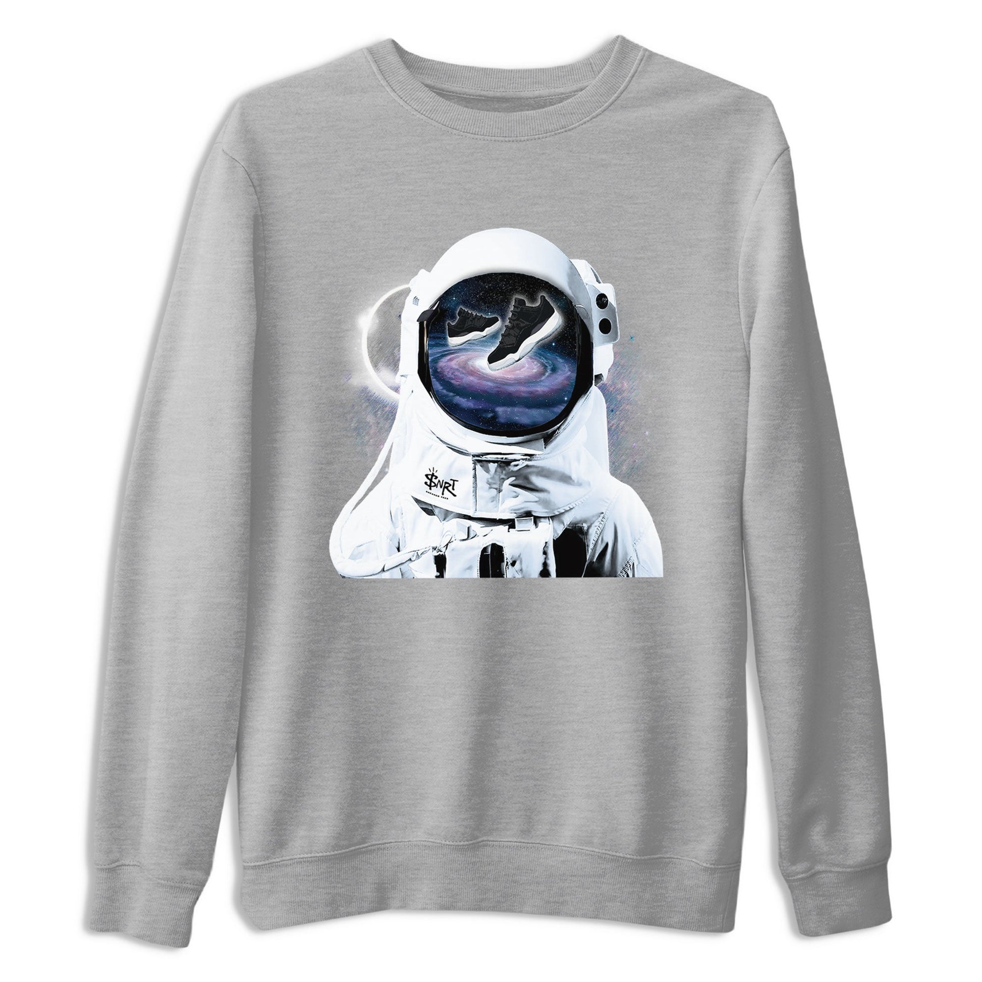 Air Jordan 11 Retro Space shirt to match jordans Space Discovery sneaker tees Air Jordan 11 Black/Varsity Royal SNRT Sneaker Tees Sneaker Matching Cotton Shirt unisex cotton Heather Grey 2 crew neck shirt