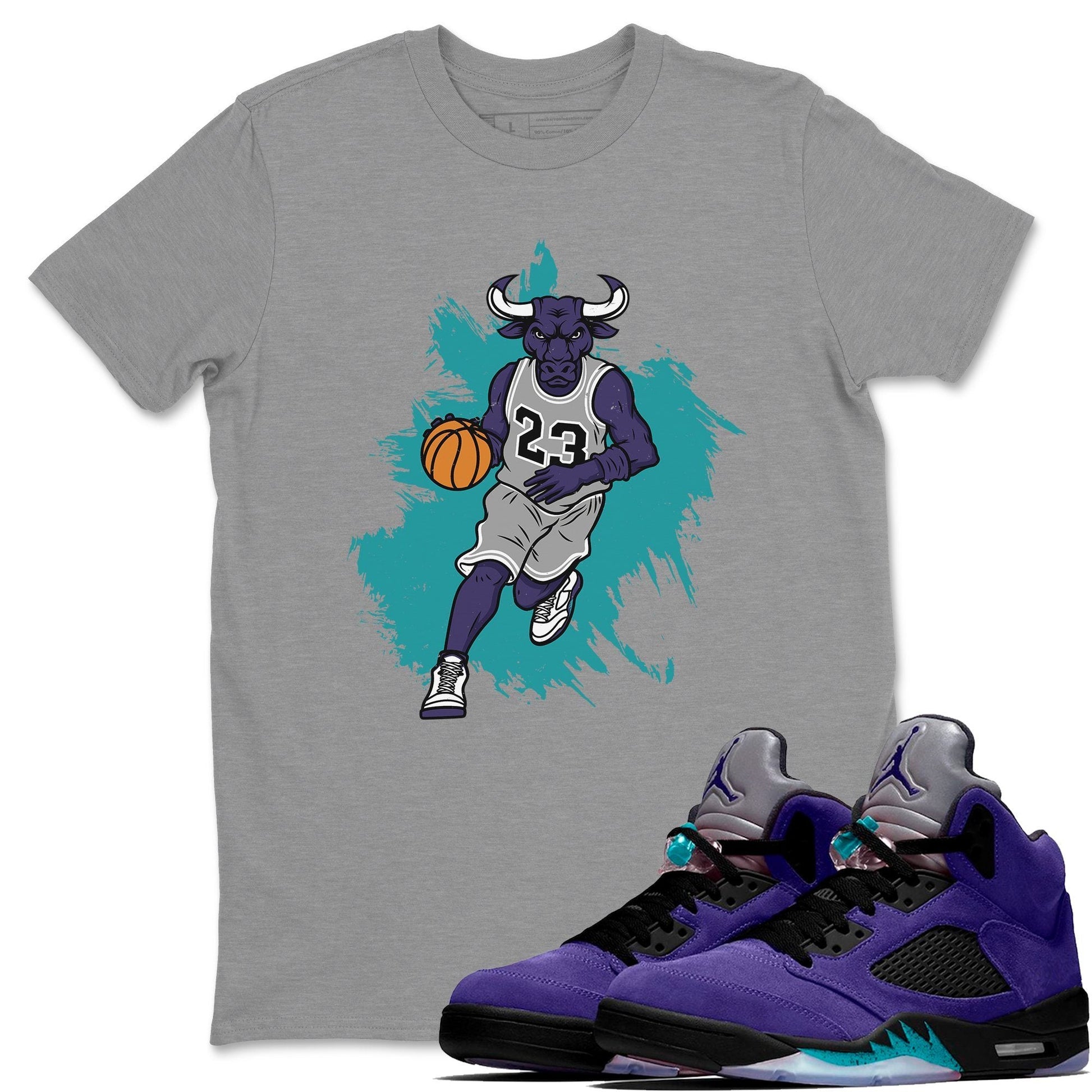 Jordan 5 Purple Grape Sneaker Match Tees Bull Figure Sneaker Tees Jordan 5 Purple Grape Sneaker Release Tees Unisex Shirts