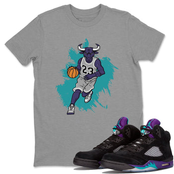 Jordan 5 Black Grape Sneaker Match Tees Bull Figure Sneaker Tees Jordan 5 Black Grape Sneaker Release Tees Unisex Shirts