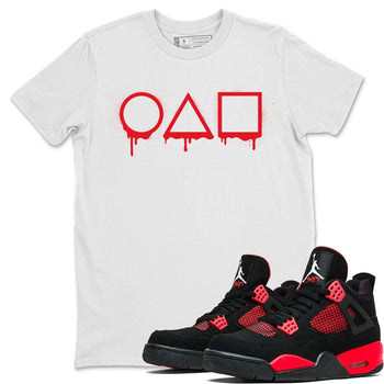 Jordan 4 Red Thunder unique Halloween sneaker tee Squid game Sneaker Tees Jordan 4 Red Thunder Sneaker Release Tees Unisex Shirts