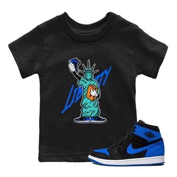 Air Jordan 1 Royal Reimagined shirt to match jordans Statue Of Liberty sneaker tees AJ1 Royal Reimagined SNRT Sneaker Release Tees Baby Toddler Black 1 T-Shirt