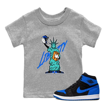 Air Jordan 1 Royal Reimagined shirt to match jordans Statue Of Liberty sneaker tees AJ1 Royal Reimagined SNRT Sneaker Release Tees Baby Toddler Heather Grey 1 T-Shirt