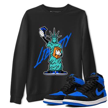 Air Jordan 1 Royal Reimagined shirt to match jordans Statue Of Liberty sneaker tees AJ1 Royal Reimagined SNRT Sneaker Release Tees Unisex Black 1 T-Shirt