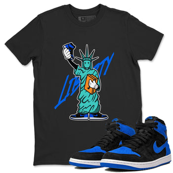 Air Jordan 1 Royal Reimagined shirt to match jordans Statue Of Liberty sneaker tees AJ1 Royal Reimagined SNRT Sneaker Release Tees Unisex Black 1 T-Shirt
