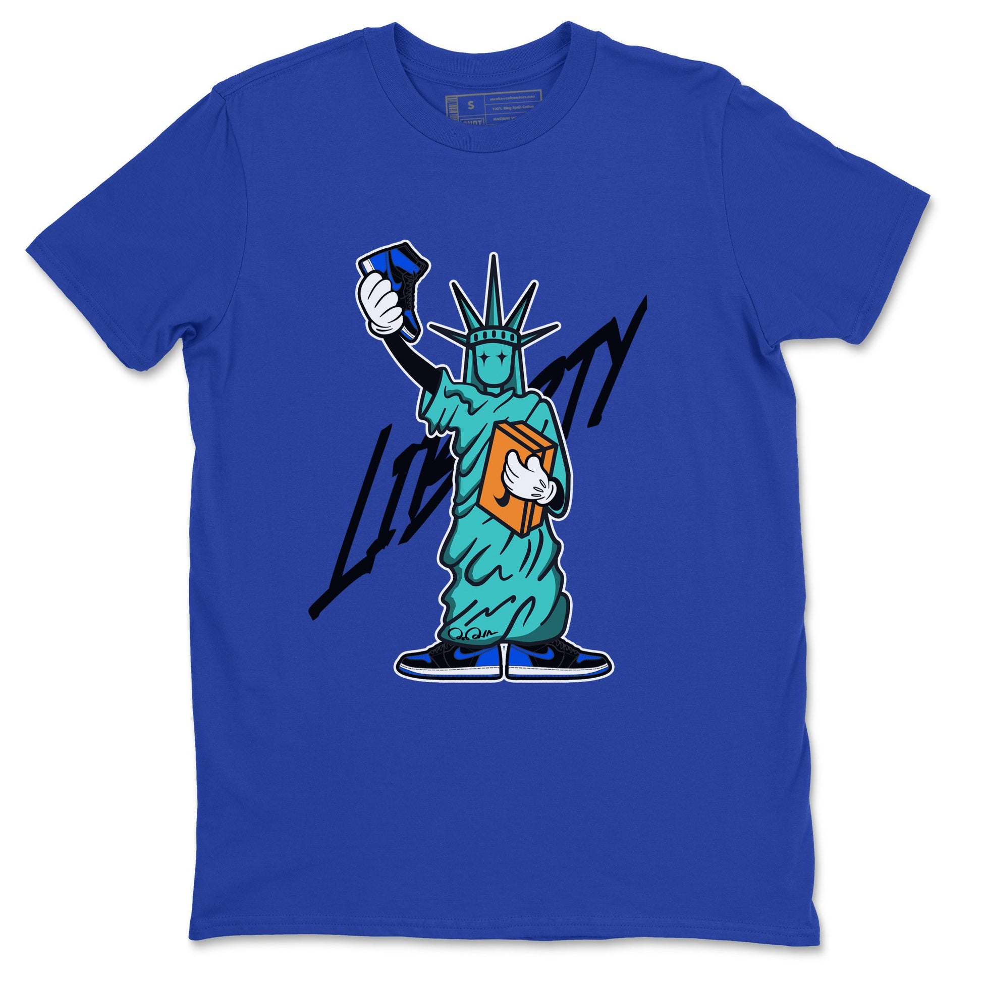 Air Jordan 1 Royal Reimagined shirt to match jordans Statue Of Liberty sneaker tees AJ1 Royal Reimagined SNRT Sneaker Release Tees Unisex Royal Blue 2 T-Shirt