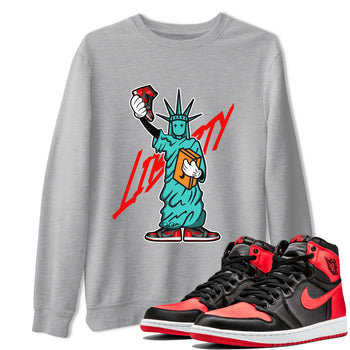 Air Jordan 1 Satin Bred shirt to match jordans Statue Of Liberty sneaker tees AJ1 Satin Bred SNRT Sneaker Release Tees Unisex Heather Grey 1 T-Shirt