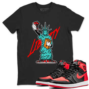 Air Jordan 1 Satin Bred shirt to match jordans Statue Of Liberty sneaker tees AJ1 Satin Bred SNRT Sneaker Release Tees Unisex Black 1 T-Shirt