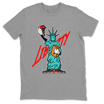 Air Jordan 1 Satin Bred shirt to match jordans Statue Of Liberty sneaker tees AJ1 Satin Bred SNRT Sneaker Release Tees Unisex Heather Grey 2 T-Shirt
