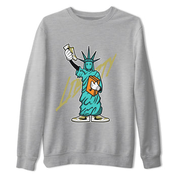 Air Jordan 1 Travis Scott Golf Olive shirt to match jordans Statue Of Liberty sneaker tees AJ1 Travis Scott Golf Olive SNRT Sneaker Release Tees Unisex Heather Grey 2 T-Shirt
