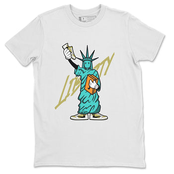 Air Jordan 1 Travis Scott Golf Olive shirt to match jordans Statue Of Liberty sneaker tees AJ1 Travis Scott Golf Olive SNRT Sneaker Release Tees Unisex White 2 T-Shirt