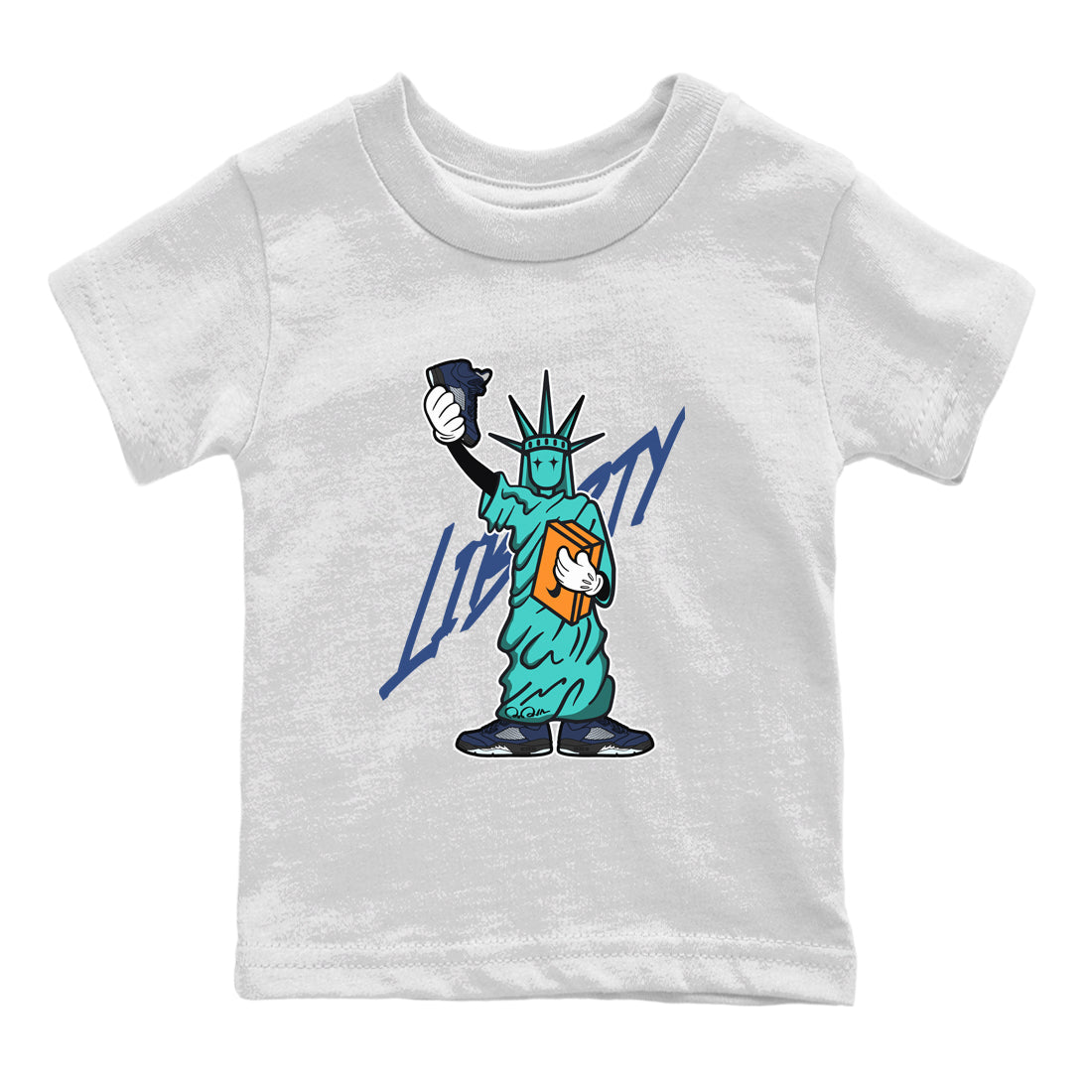 Air Jordan 5 Georgetown shirt to match jordans Statue Of Liberty sneaker tees AJ5 Georgetown SNRT Sneaker Release Tees Baby Toddler White 2 T-Shirt