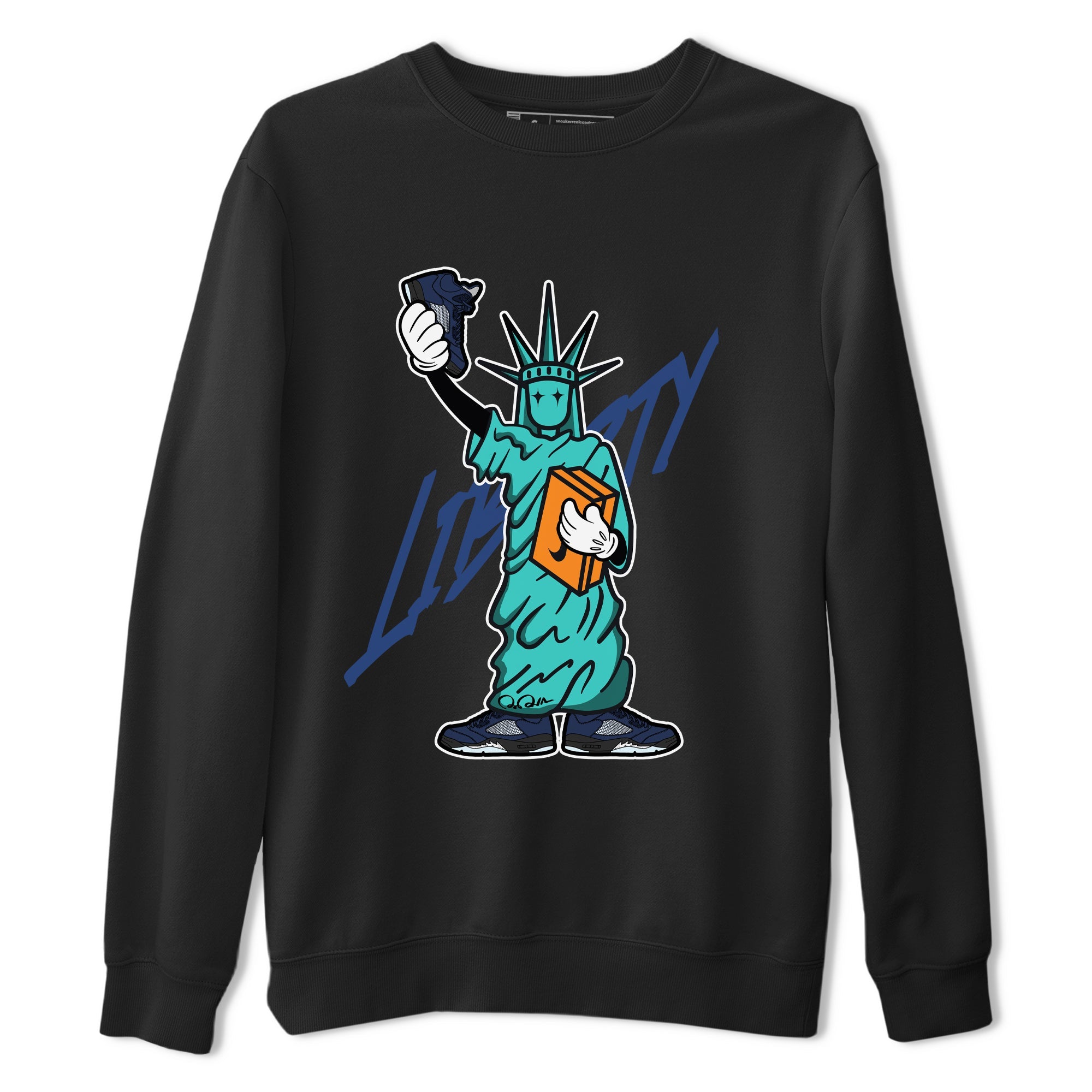 Air Jordan 5 Georgetown shirt to match jordans Statue Of Liberty sneaker tees AJ5 Georgetown SNRT Sneaker Release Tees Unisex Black 2 T-Shirt