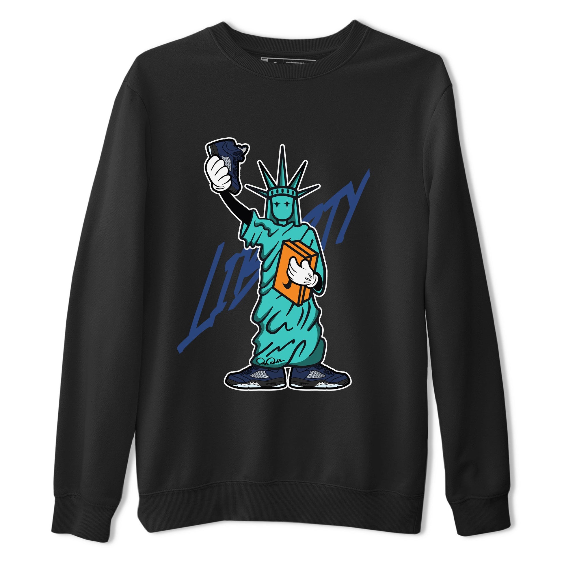 Air Jordan 5 Georgetown shirt to match jordans Statue Of Liberty sneaker tees AJ5 Georgetown SNRT Sneaker Release Tees Unisex Black 2 T-Shirt