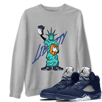 Air Jordan 5 Georgetown shirt to match jordans Statue Of Liberty sneaker tees AJ5 Georgetown SNRT Sneaker Release Tees Unisex Heather Grey 1 T-Shirt