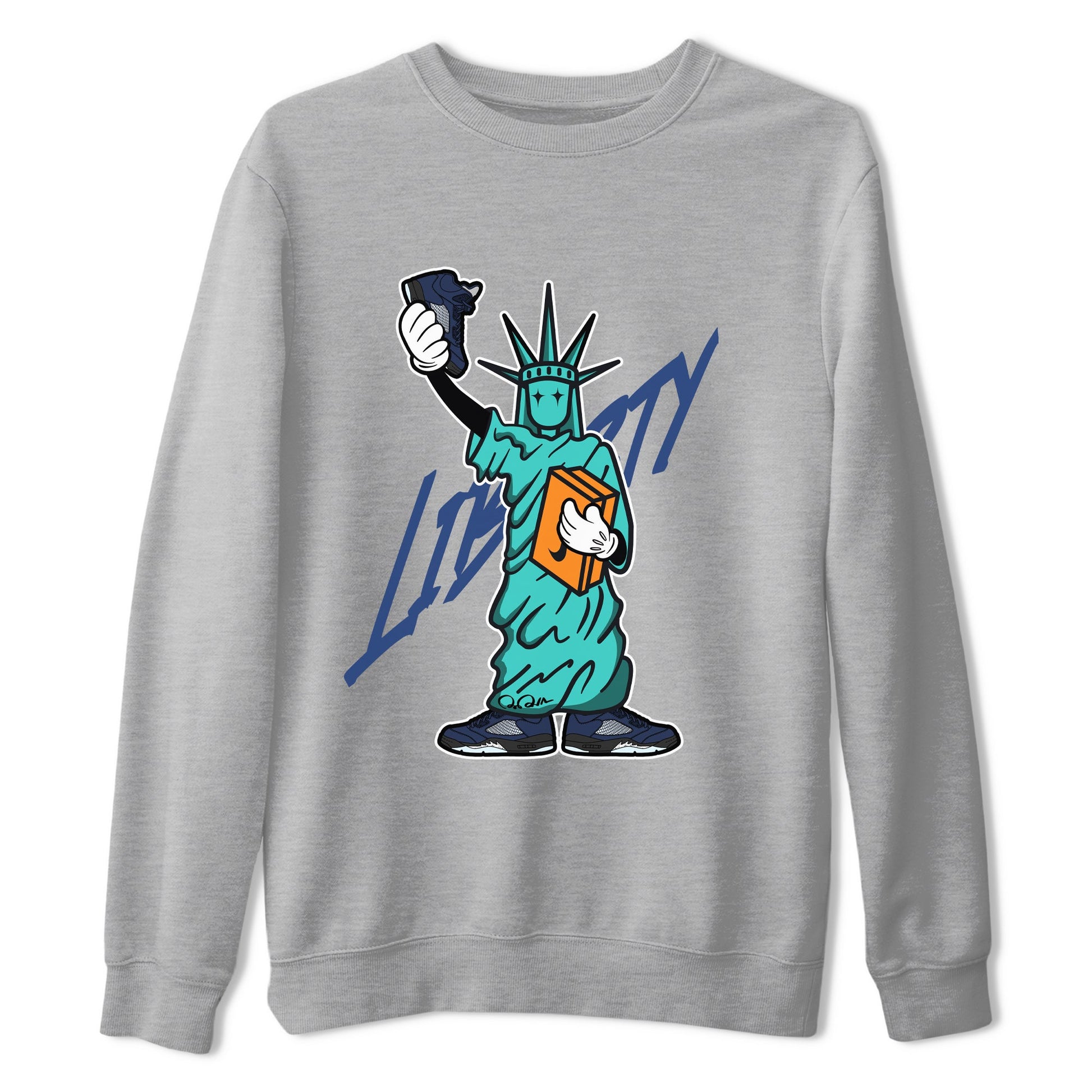 Air Jordan 5 Georgetown shirt to match jordans Statue Of Liberty sneaker tees AJ5 Georgetown SNRT Sneaker Release Tees Unisex Heather Grey 2 T-Shirt