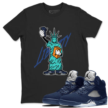 Air Jordan 5 Georgetown shirt to match jordans Statue Of Liberty sneaker tees AJ5 Georgetown SNRT Sneaker Release Tees Unisex Black 1 T-Shirt