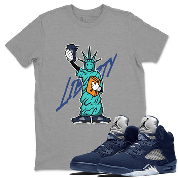 Air Jordan 5 Georgetown shirt to match jordans Statue Of Liberty sneaker tees AJ5 Georgetown SNRT Sneaker Release Tees Unisex Heather Grey 1 T-Shirt