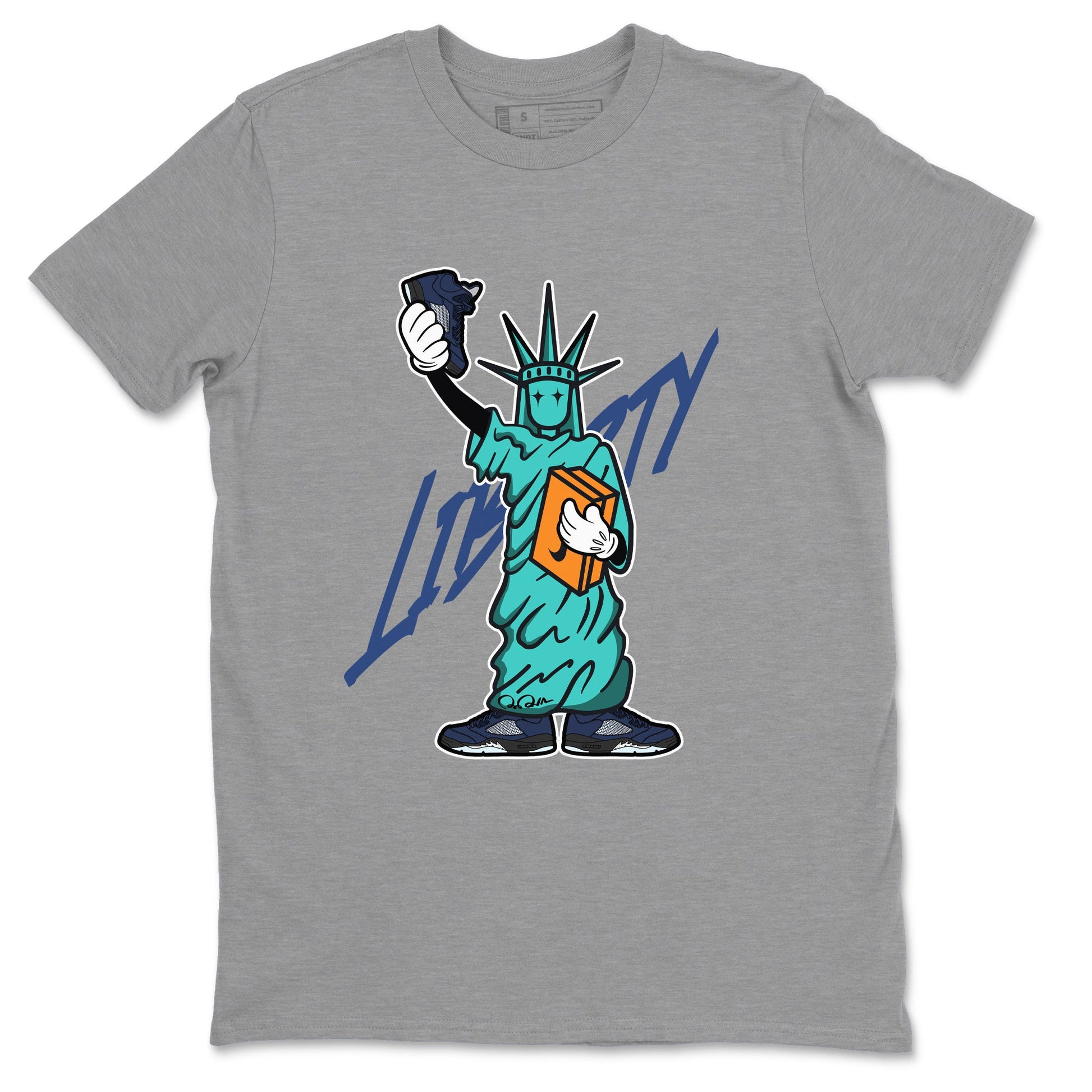 Air Jordan 5 Georgetown shirt to match jordans Statue Of Liberty sneaker tees AJ5 Georgetown SNRT Sneaker Release Tees Unisex Heather Grey 2 T-Shirt
