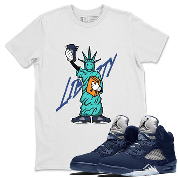 Air Jordan 5 Georgetown shirt to match jordans Statue Of Liberty sneaker tees AJ5 Georgetown SNRT Sneaker Release Tees Unisex White 1 T-Shirt
