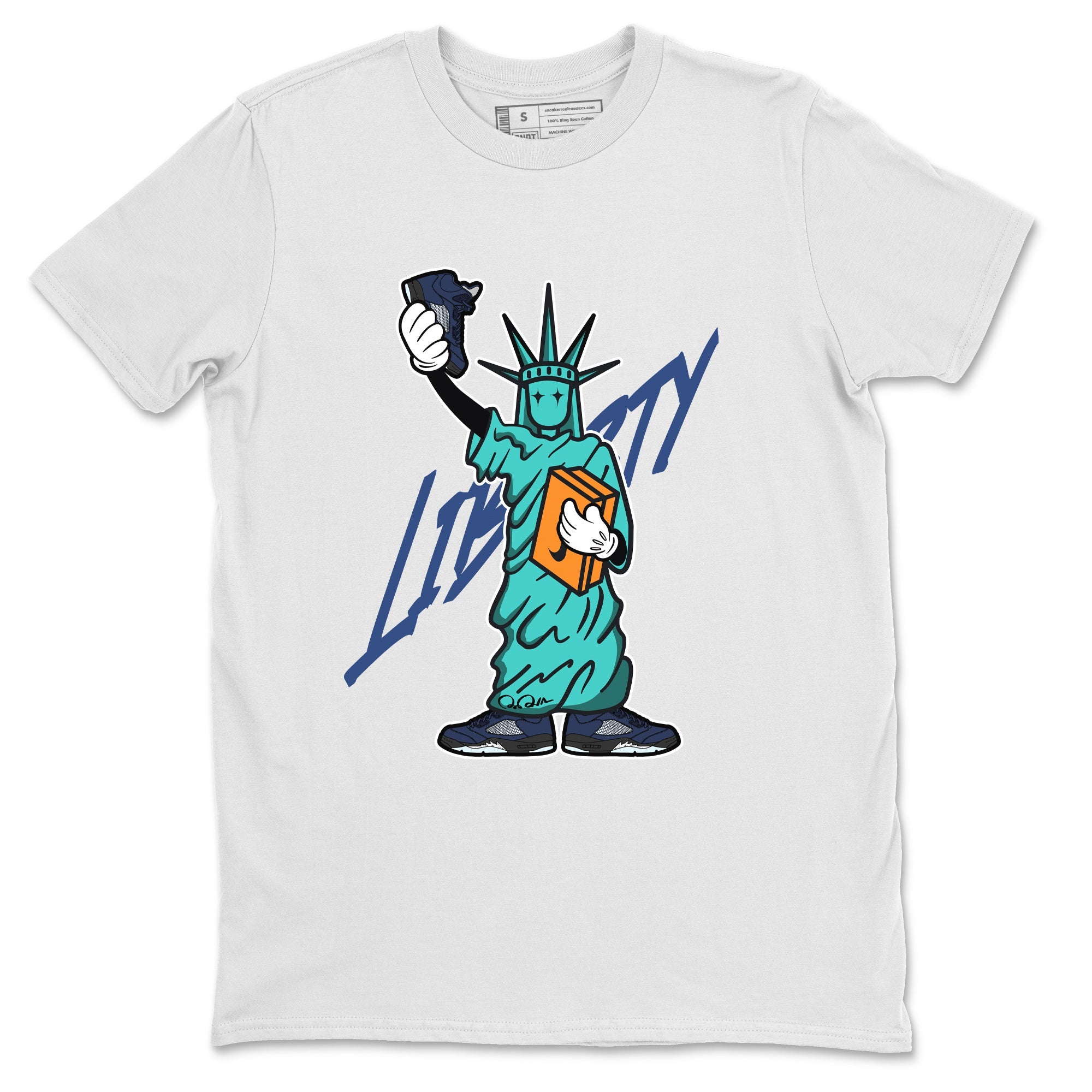 Air Jordan 5 Georgetown shirt to match jordans Statue Of Liberty sneaker tees AJ5 Georgetown SNRT Sneaker Release Tees Unisex White 2 T-Shirt