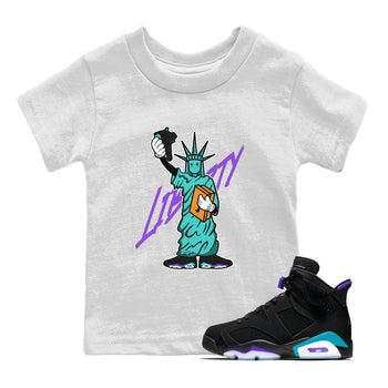 Air Jordan 6 Aqua shirt to match jordans Statue Of Liberty sneaker tees AJ6 Aqua SNRT Sneaker Release Tees Baby Toddler White 1 T-Shirt