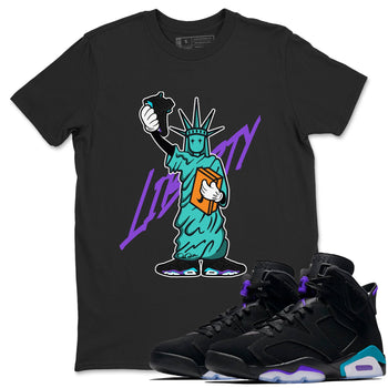 Air Jordan 6 Aqua shirt to match jordans Statue Of Liberty sneaker tees AJ6 Aqua SNRT Sneaker Release Tees Unisex Black 1 T-Shirt