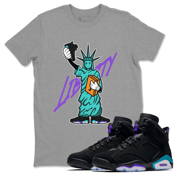 Air Jordan 6 Aqua shirt to match jordans Statue Of Liberty sneaker tees AJ6 Aqua SNRT Sneaker Release Tees Unisex Heather Grey 1 T-Shirt